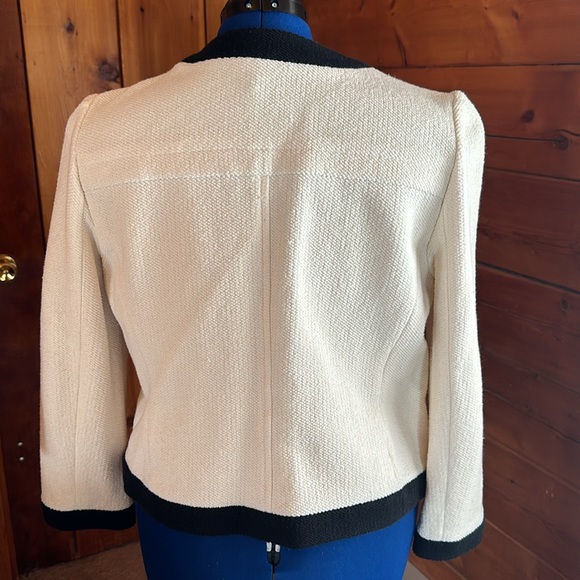 Ann Taylor Cream Jacket with Black Trim Size L - Picture 2 of 5